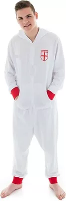 Mens Hooded All In One Football Pyjamas Winter Fleece Pjs Gift 1Onesie UK • £9.99