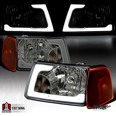 Fit 2001-2011 Ford Ranger Smoke LED Tube Headlights+Amber Corner Signal 01-11 • $116.99