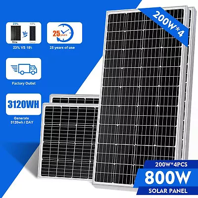  200W Watt Mono Solar Panel Kit 12V Off Grid RV Caravan Battery Power Home Boat • £119.99