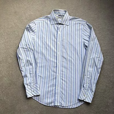 Katharine Hamnett Men’s Button Up Cotton Striped Shirt Blue White Size 15 Medium • £25