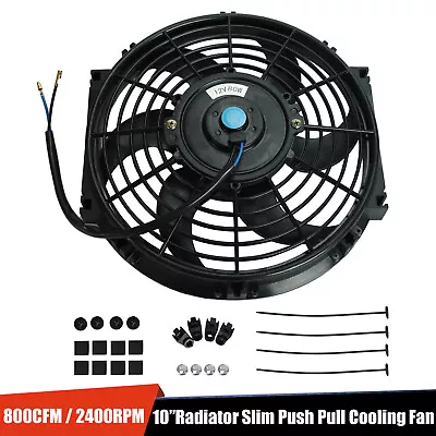 10  Inch UNIVERSAL SLIM FAN PUSH PULL ELECTRIC RADIATOR COOLING 12V 80W 2400 RPM • $19.99