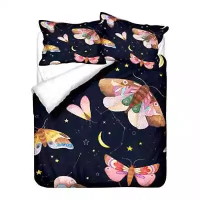 Wonderful Big Colorful Moths 3D Quilt Duvet Doona Cover Set Pillow Case Print • $85.80