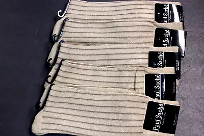 5 PAIRS MEN'S DRESS SOCKS SIZE 10-13 Shoe 8-12 Bamboo COTTON TAN Taupe CREW PADD • $13.98