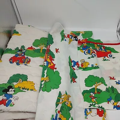 Rare Vintage Mickey Mouse Fabric Handmade Bedding Quilt Flat Pillow Case  • $100.79