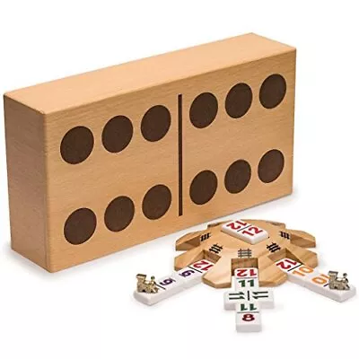  Mexican Train Complete Set With Double 12 Number Dominoes Wooden Hub Die  • $99.23