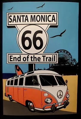 Vw Bus Sticker  Santa Monica Route 66  4 X 6 Glossey • $3.25