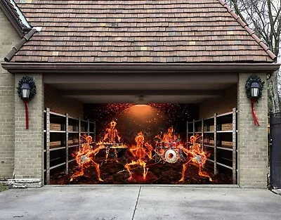 3D Flame Skeleton U478 Garage Door Murals Wall Print Decal Wall US Eve 2023 • $269.99