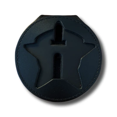 $22.10 • Buy Recessed 5pt Chicago Police Star Badge Holder Leather Clip On Belt W/ Neck Chain
