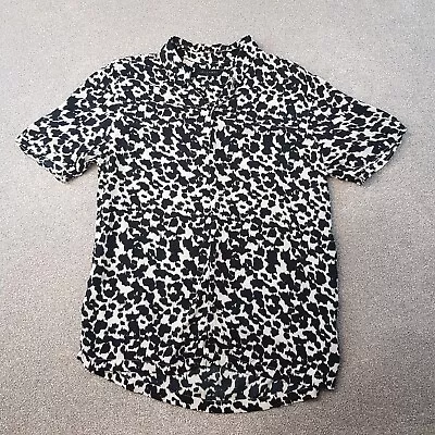 All Saints Mens Shirt Medium White Black Sigfried Leopard Animal Print Light • £29.99
