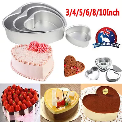 Non-stick Loose Base Cake Pan Baking Bake Tray Tin Heart Shape DIY Pastry Moulds • $14.52