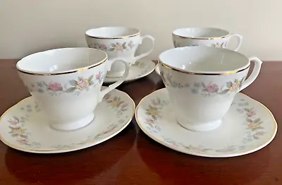 Vintage Mayfair Bone China -  Alpine -  Tea Cups And Saucers X 4 • £8.75