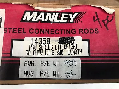 4 New Manley Pro Series Rods 6.300 2.100 SBC SBF Part# 14358 • $265