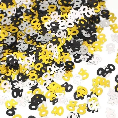 £2.49 • Buy 40th Birthday Black Gold Table Confetti / Age 40 Table Sprinkle Decorations