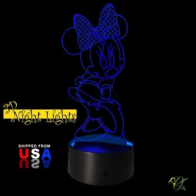 3D Illusion Night Light Minnie Mouse USB 7 Color Touch Change • $19
