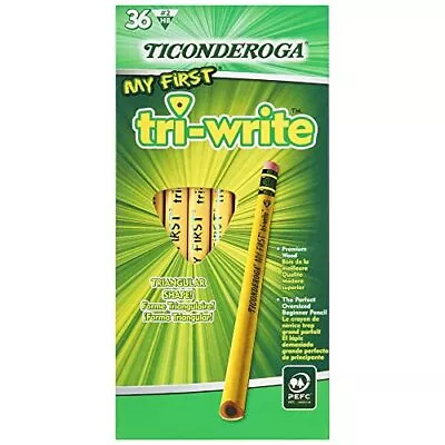 My First Triwrite Woodcased Pencils Unsharpened 2 Hb Soft With Erasers Yellow 36 • $26.01