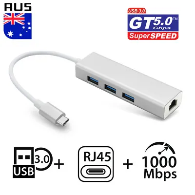 $17.75 • Buy USB-C HUB USB 3.0 RJ45 Gigabit Ethernet Adapter Extension For Apple IPad MacBook