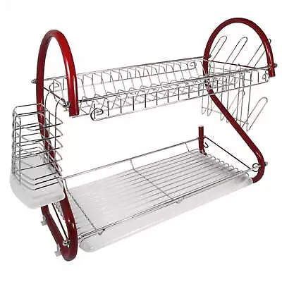 DR-165R 2-Tier Chrome-Plated Dish Rack 16  Red • $28
