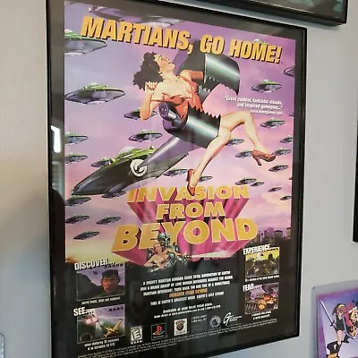 FRAMED 1998 B-Movie Invasion From Beyond UFO 50s Style PS1 Video Game Wall Art • $30