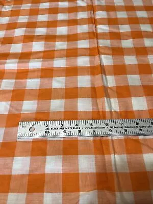 Vintage True Orange Large Checked Gingham Cotton Fabric By The Half Yard X 46  • $5.99