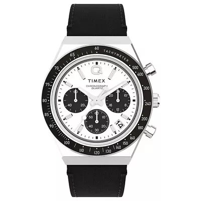 Timex Q Chronograph Motorsport Stainless Steel Leather Panda Watch TW2V42700 • $258.41