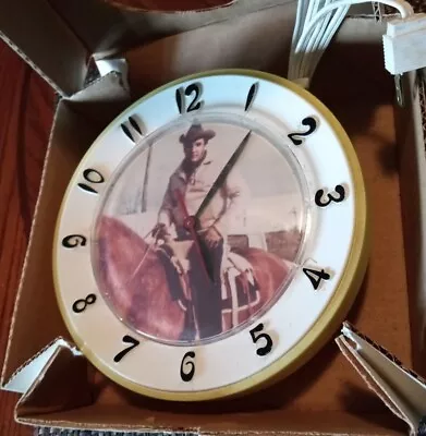 Vintage Elvis Presley Western Horse LUX Wall Clock Yellow Working Excellent  • $74.99