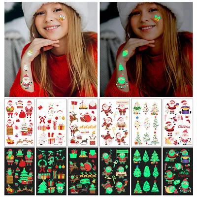 $2.69 • Buy Christmas Temporary Tattoo Glow In Dark Kids Santa Xmas Tree Party Favours