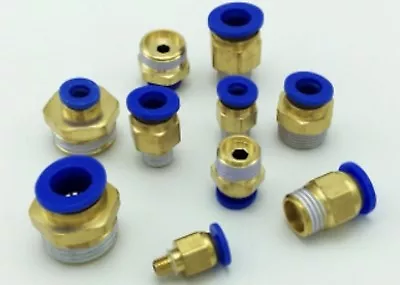 £4.59 • Buy 3/8 -1/2  BSPT Male Thread 4-10mm Pneumatic Straight Fitting Push Fit Air Gas