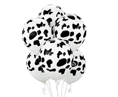 £3.99 • Buy 10 Black White Cow Spotted Printed Farm Animal Latex Balloon Party Decor 12 