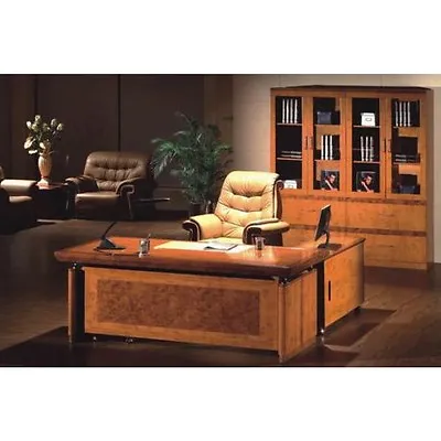 Senato Large Executive Office Desk 3 Piece Set Two Tone Yew 1.8m Or 2.0m DE-1860 • £1299.99