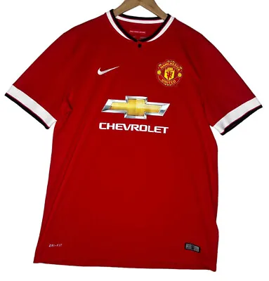 Mens Nike 2014-15 Manchester United Home Soccer Jersey Red Size Large 611031-624 • $31.99
