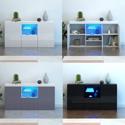 Modern TV Unit Cabinet Sideboard Storage Cupboard High Gloss 3 Door With LED • £64.99