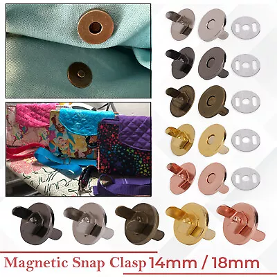 14/18mm Magnetic Snap Clasps Buttons Fasteners For Leather Craft Handbags Coats • £2.29