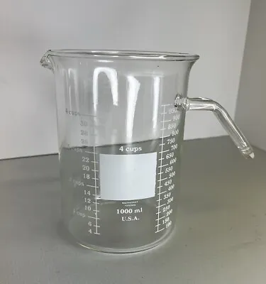 Catamount Glass 4 Cup 1000 ML Glass Beaker W/ Handle Measuring Cup Lab Kitchen • $27.94