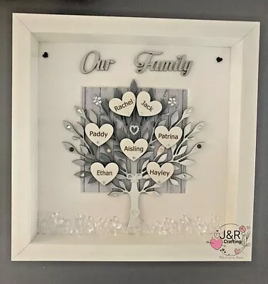 Personalised 3D Box Frame Family Tree Gift Unique Keepsake Home Art Decor • £27.99