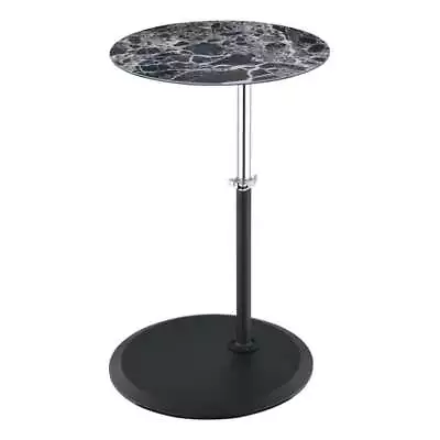 Pemberly Row End Table With Height Adjustable Black Marble Textured Glass Top • $71.71