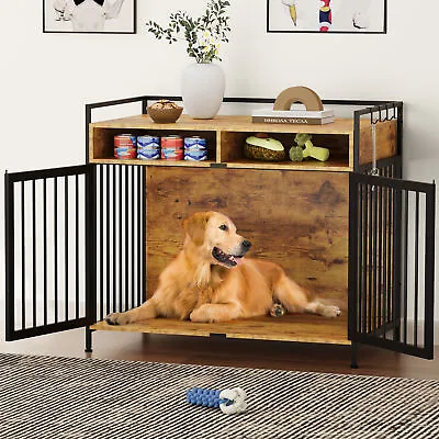 $136.69 • Buy Wooden XL Dog Crate Furniture 41  Heavy Duty Dog Kennel With 2 Drawers End Table