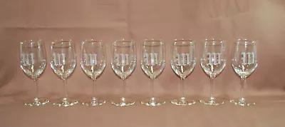 Etched Monogrammed  W  Wine Glasses Stemware 12oz.  Lot Of 8  Vintage  M5100 • $99.99