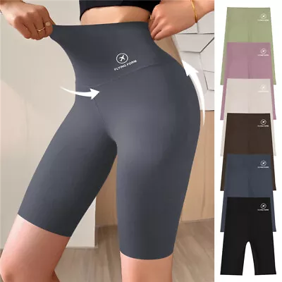 Women High Waist Cycling Shorts Running Leggings Gym Biker Sports Yoga Pants • £6.49