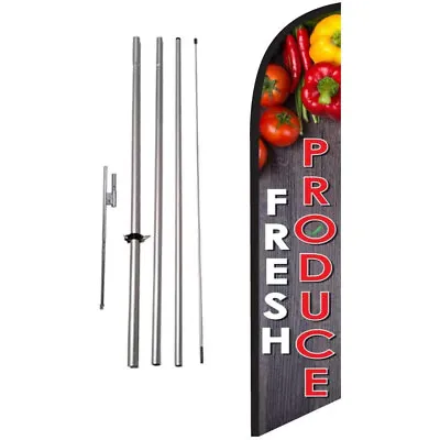 Fresh Produce Feather Banner Swooper Flag Kit With FlagPole And Stake • $59.85