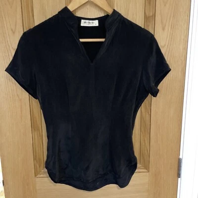 £39.99 • Buy EQUIPMENT Black Pure Silk Shirt Top Small 8 10 Cap Sleeve Zip Side Classic