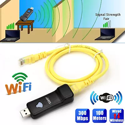 Wireless Receiver USB TV WiFi Adapter Network Card RJ45 WPS Repeater AP 300Mbps • $16.48