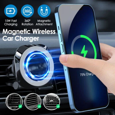 $22.98 • Buy 15W Magnetic Wireless Charger Car Holder For MagSafe IPhone 14 13 12 Pro Max Min