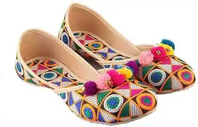 Indian Jutti Handmade Rajasthani Jutis Sandal Traditional Mojari Shoes Womens • $25.45