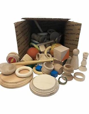$29.99 • Buy Wooden Natural Crafts Loose Parts Grab Box DIY Wood Craft Waldorf Montessori Kid