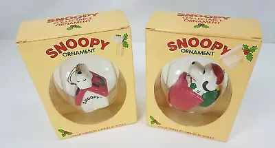 Vintage Peanuts Snoopy Christmas Ornaments 1966--in Original Boxes--Lot Of 2 • $36.99