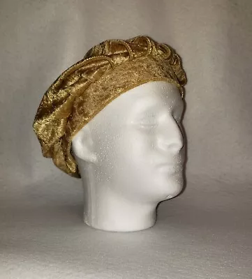 Medieval Renaissance Hat Cap Gold Velvet Unisex • $20
