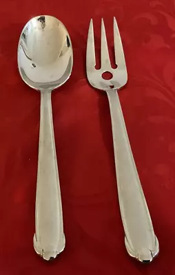 Mikasa 18/8 Stainless Classico Satin Serving Spoon 9 1/2  & Serving Fork 9 1/4  • $20