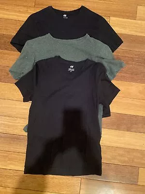 H&M Basic's Men’s Shirt Black Fine Cotton Stretch Short Sleeve Size Small • $4.99