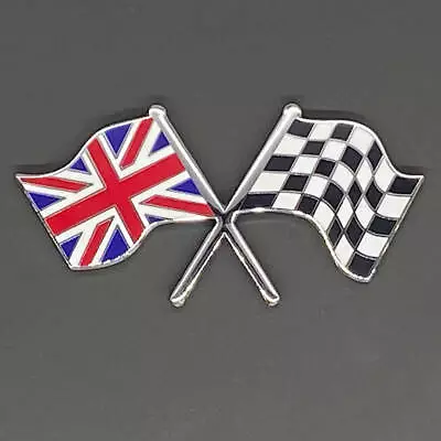 Crossed Union Jack And Chequered Flag Badge Self- Adhesive • £7.92