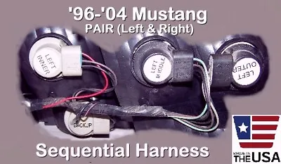 Pair 96 - 04 Mustang Sequential Tail Brake Light Harness - Free Shipping • $134.95